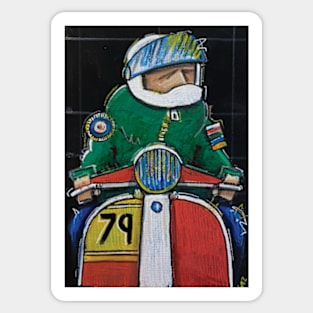 Retro Scooter, Classic Scooter, Scooterist, Scootering, Scooter Rider, Mod Art Sticker